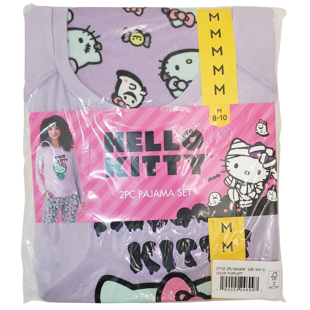 Character Womens 2-Piece Pullover and Jogger Pajama Set Halloween Hello Kitty
